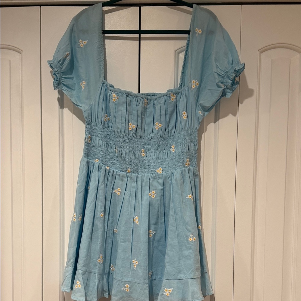 Cleobella Belinda Light Blue Mini Dress large - Picture 2 of 10